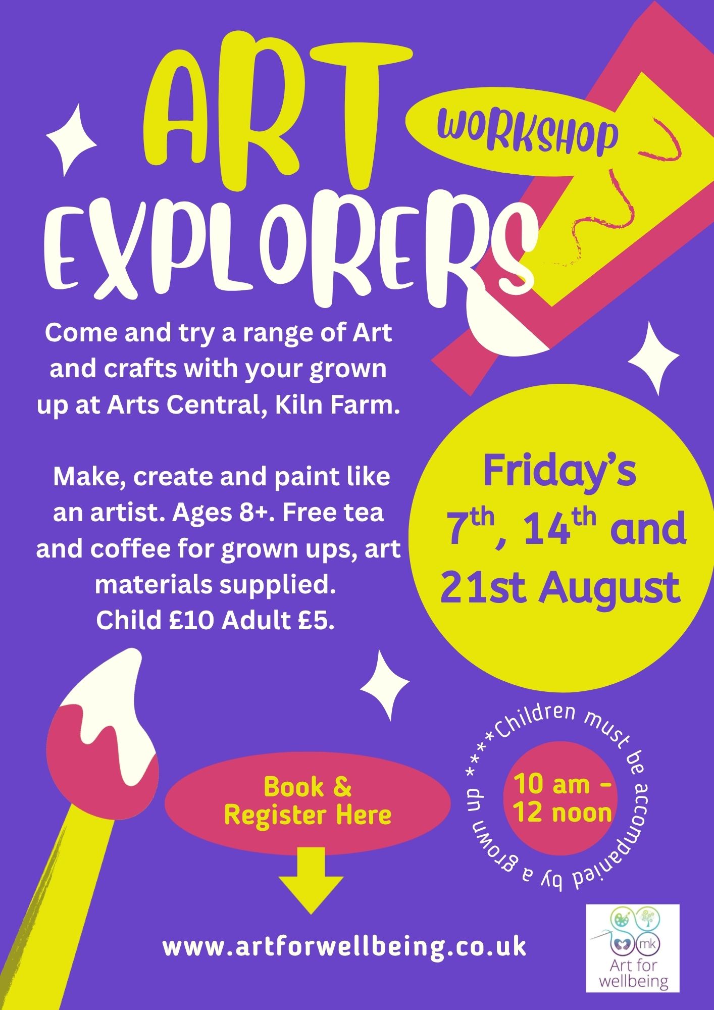 Explorers poster jpg Poster advertising Art Explorer workshop. Ages 8 plus bring a grown up. Venue, price, dates and times included in description.